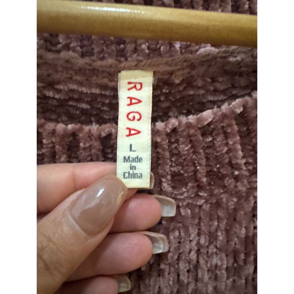 Anthropologie Raga Embroidered Purple Spice Crewneck Relaxed Fit Sweater Size L - Picture 3 of 6